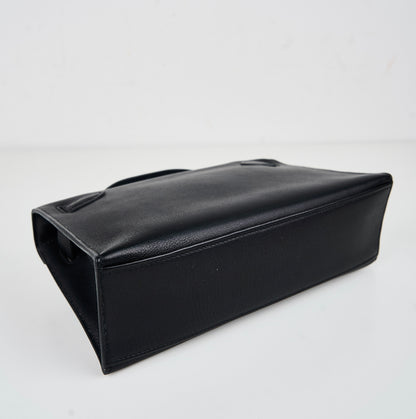 Hermes｜Kelly Pochette Black Handbag Evergrain 2006