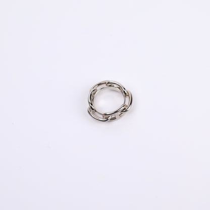 Hermes Sliver Metal Chaine Dancre Ring scarf, back view, logo