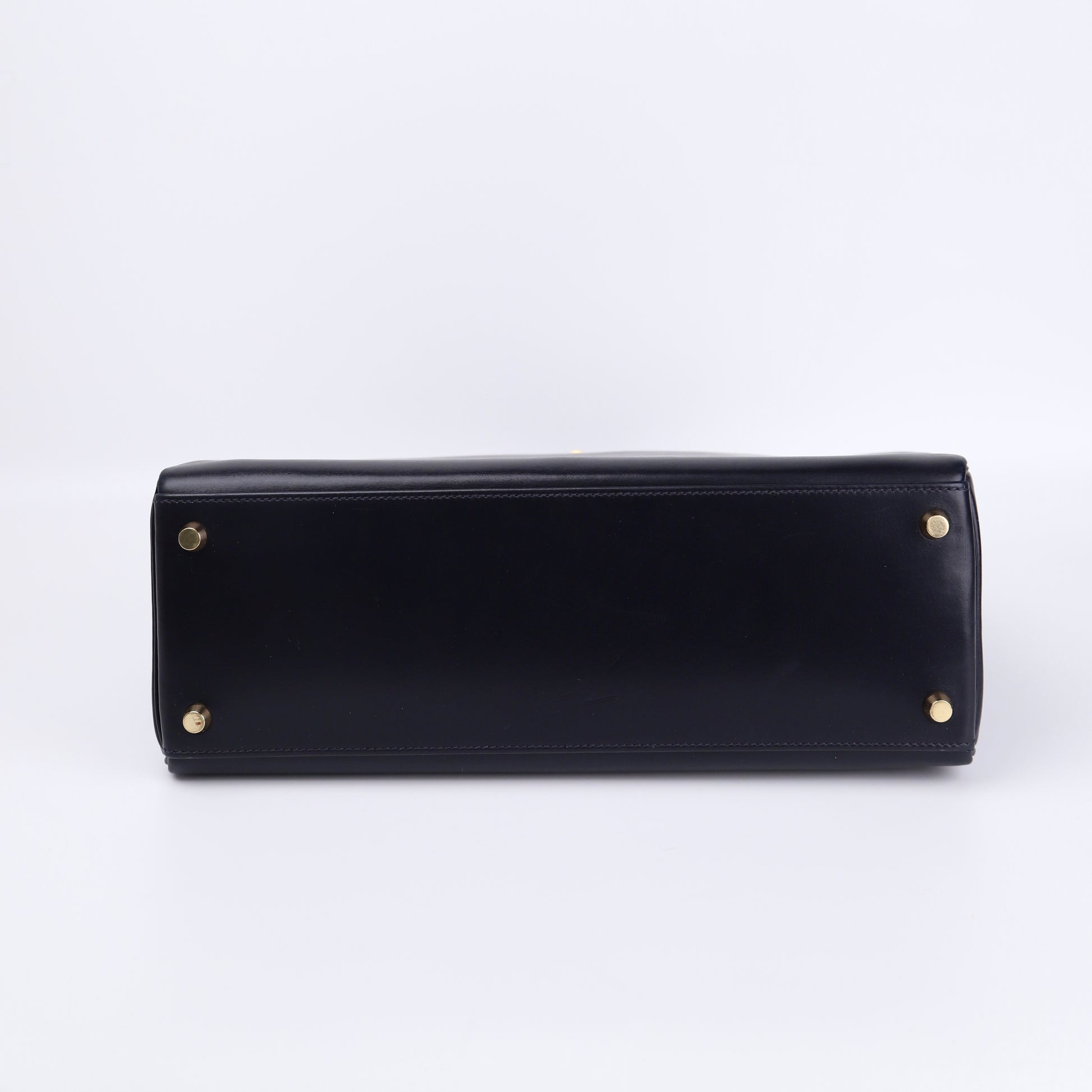 Hermes Kelly 32 in Box Calf Blue Marine 2000, bottom