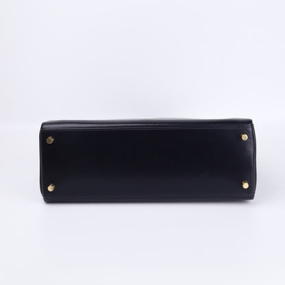 Hermes Kelly 32 in Box Calf Blue Marine 2000, bottom