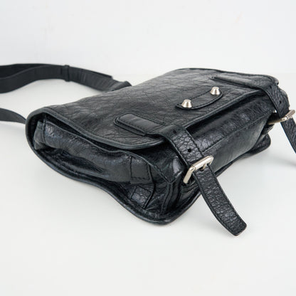 Balenciaga ｜Black messenger shoulder bag Archive city Leather