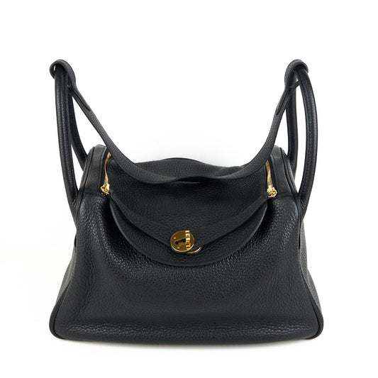 Hermes｜ Lindy 30 2-way Handbag  Black Taurillon Clemence 2011