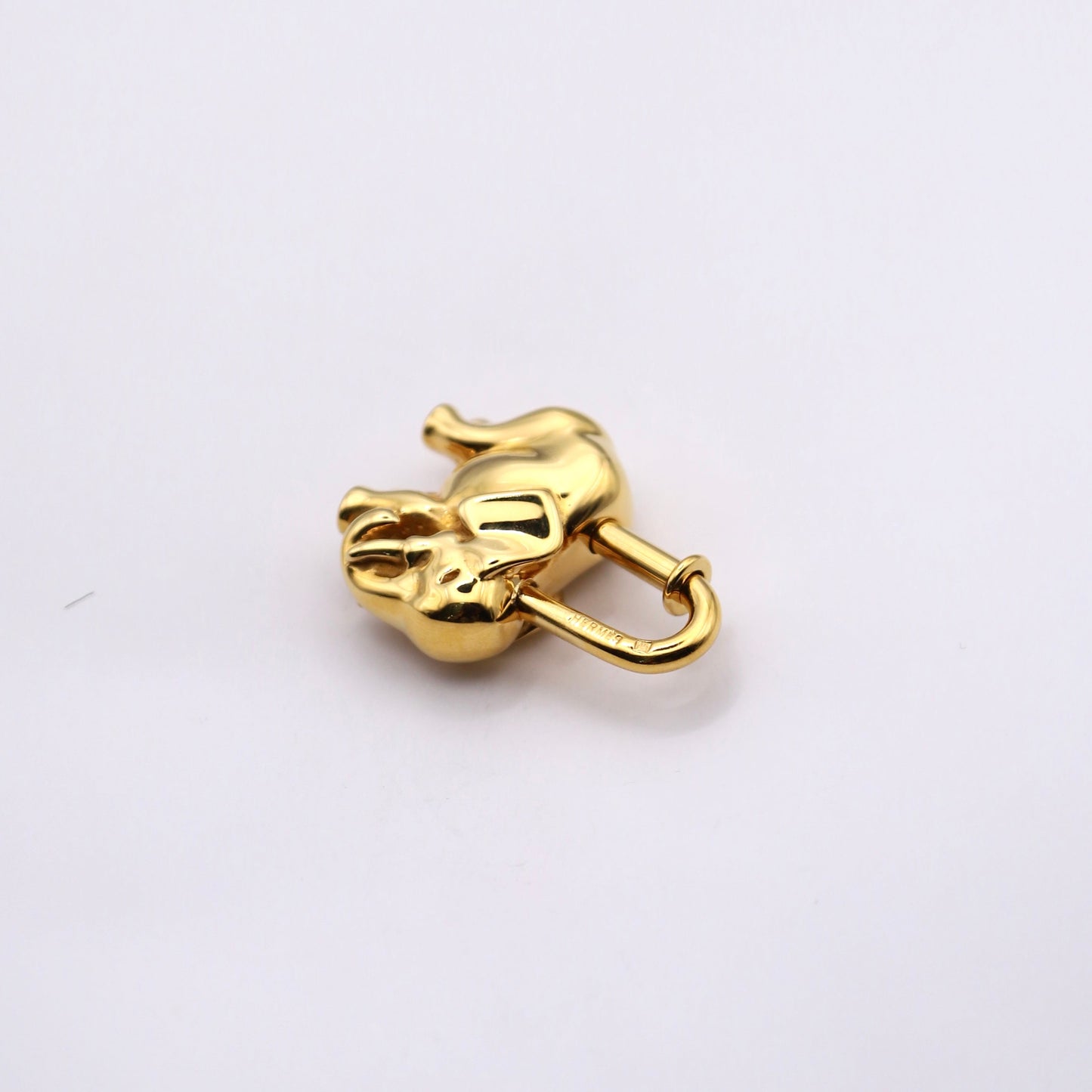 Hermes Cadena Padlock Gold plated Elephant 1997 Limited ,side view 3 