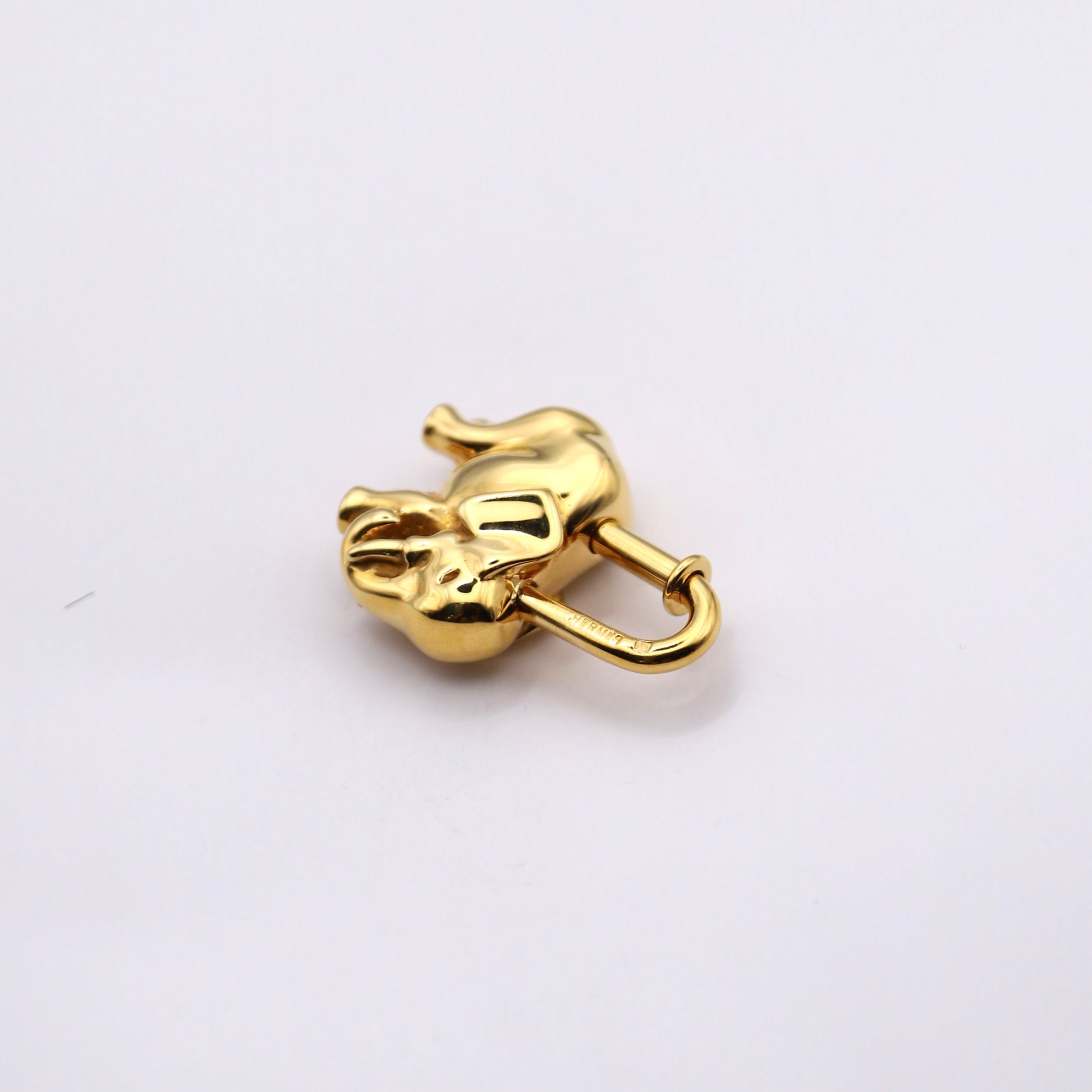 Hermes Cadena Padlock Gold plated Elephant 1997 Limited ,side view 3 