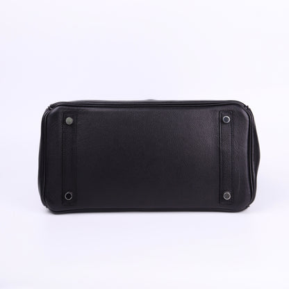 Hermes Birkin 30 in Evercolor Black 2008 PHW, bottom