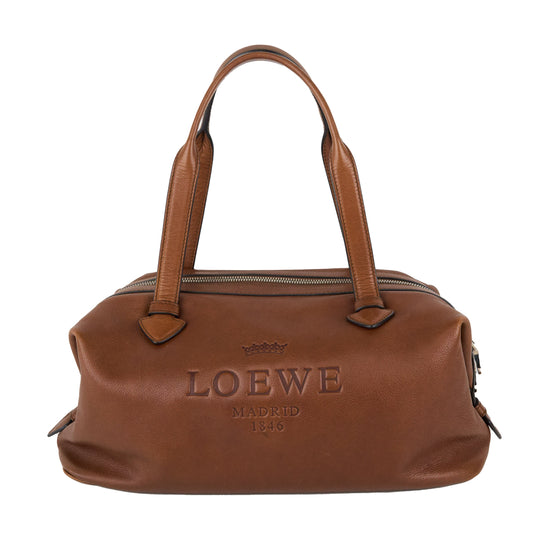 LOEWE｜ Brown Leather Boston Handbag Shoulder bag