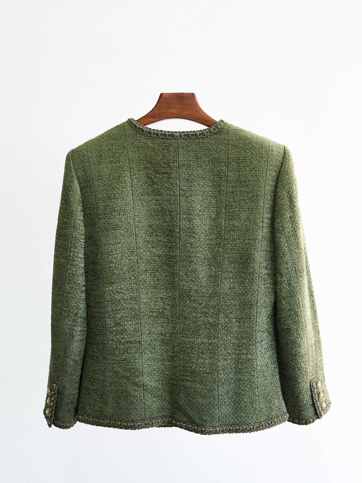 Ingeborg| 90s Tweed Jacket  Green Fake pearl button