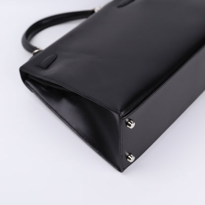 Hermes Kelly 28 Handbag in Box Calf Noir（Black）2006 PHW,corner3