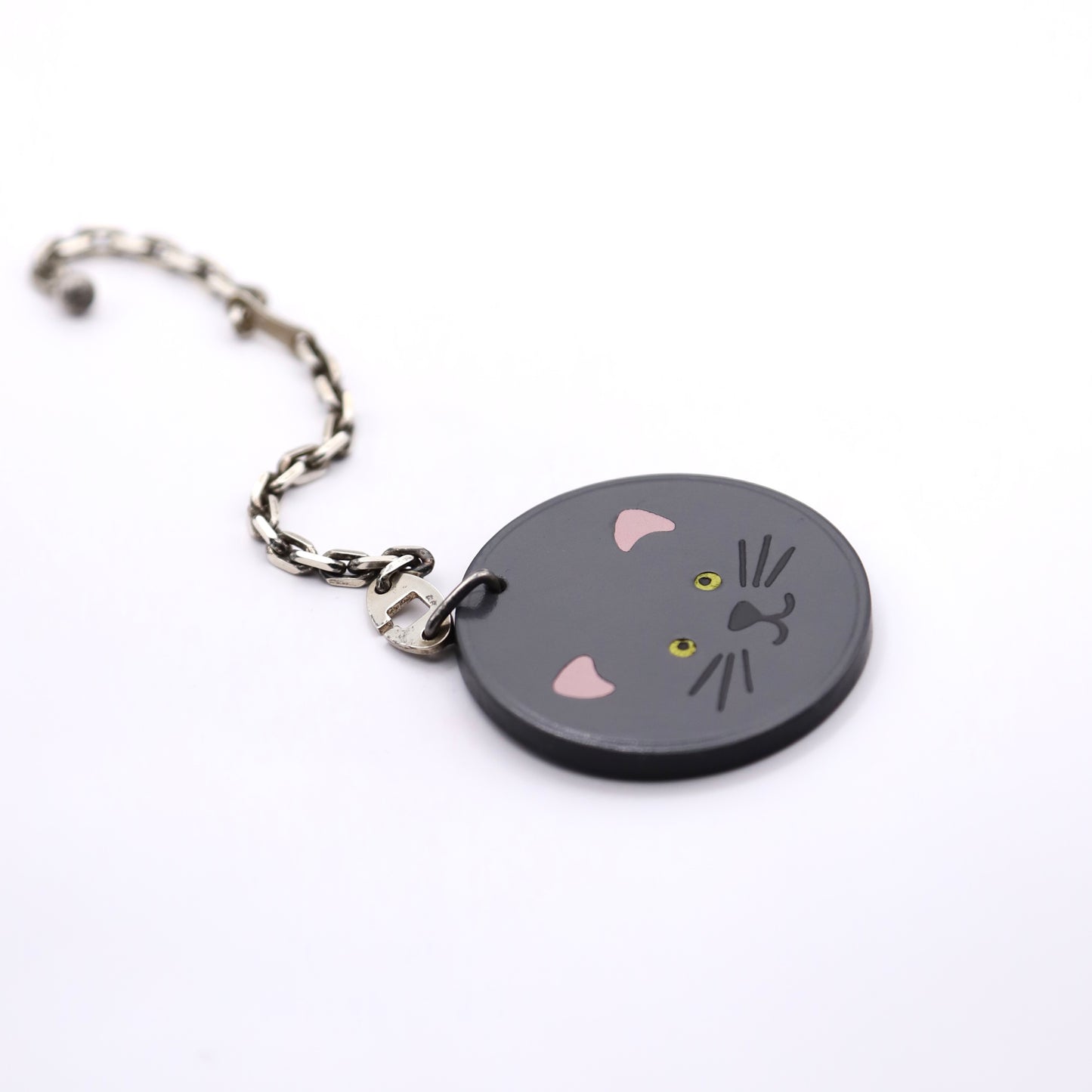 Hermes S925 Chain Bag Charm Cat in Box Calf Grey， chain