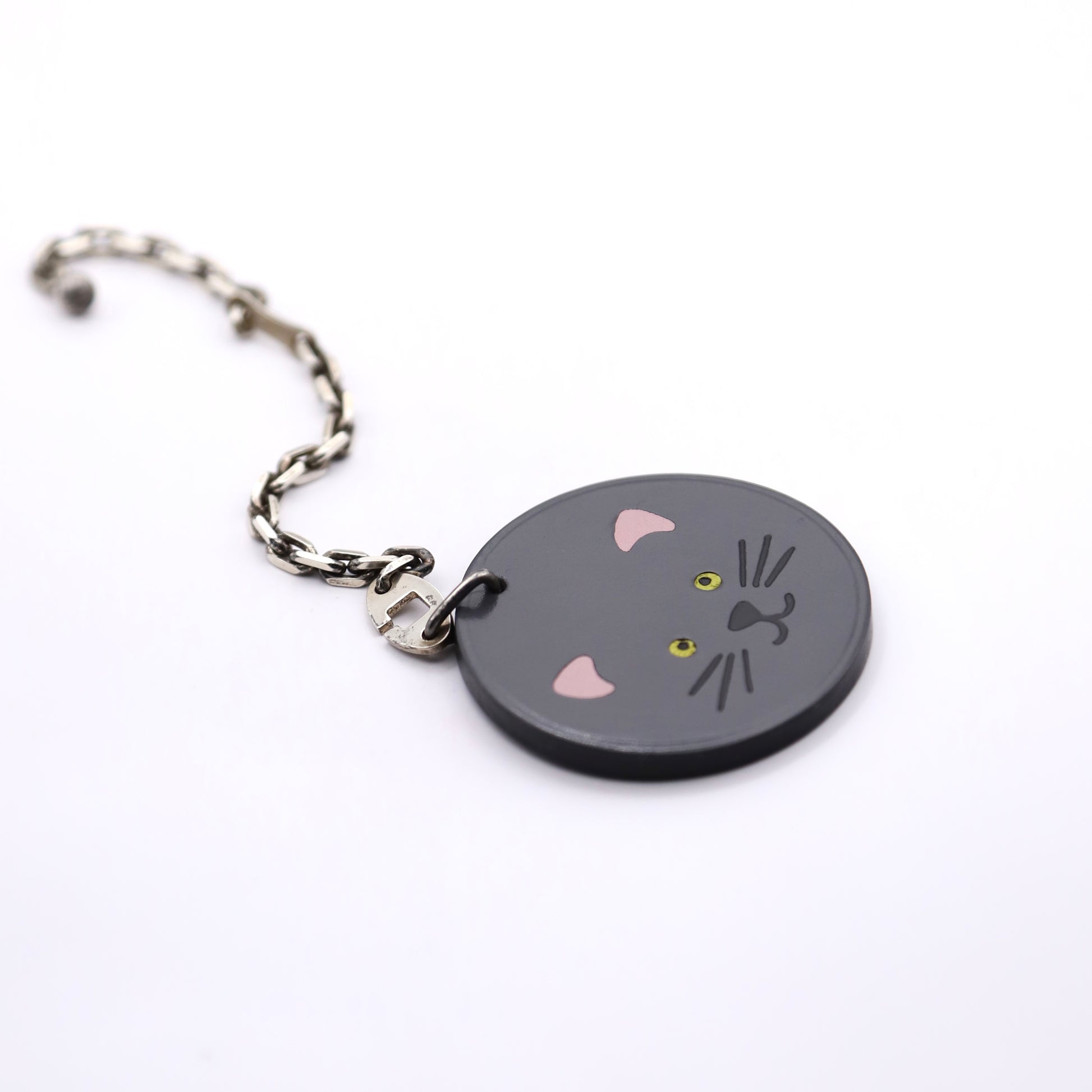 Hermes S925 Chain Bag Charm Cat in Box Calf Grey， chain