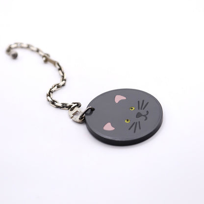 Hermes S925 Chain Bag Charm Cat in Box Calf Grey， chain