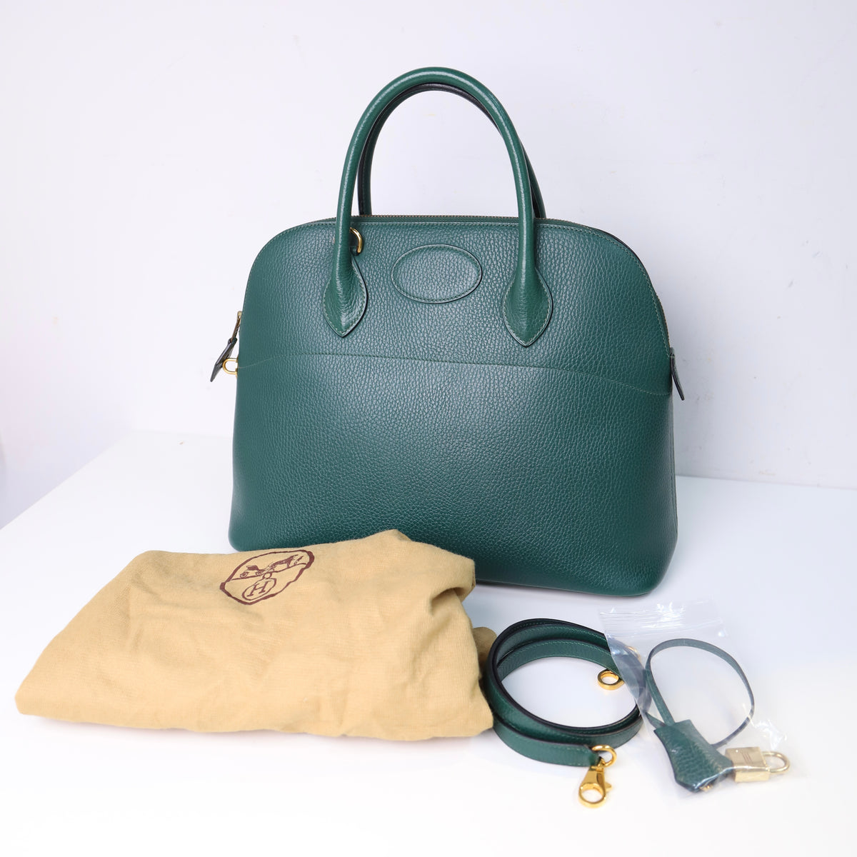 Hermes Bolide 35 2-Way in Vachette Ardennes Dark Green 1993