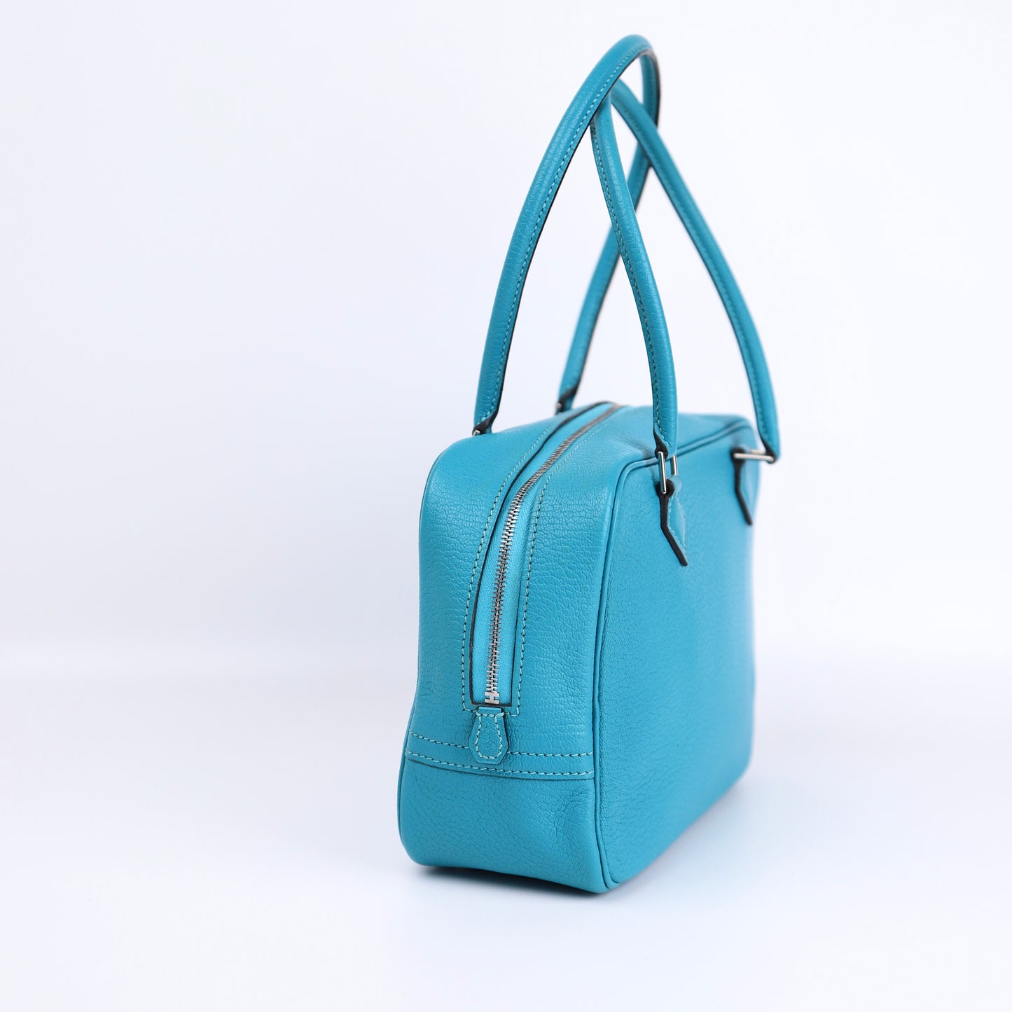 Hermes Plume Mini Handbag in Turquoise Chevre 2004, right side