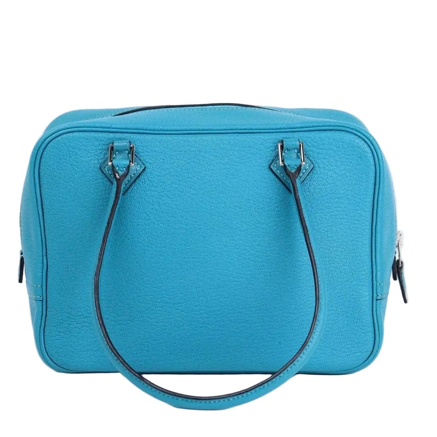 Hermes Plume Mini Handbag in Turquoise Chevre 2004, front view