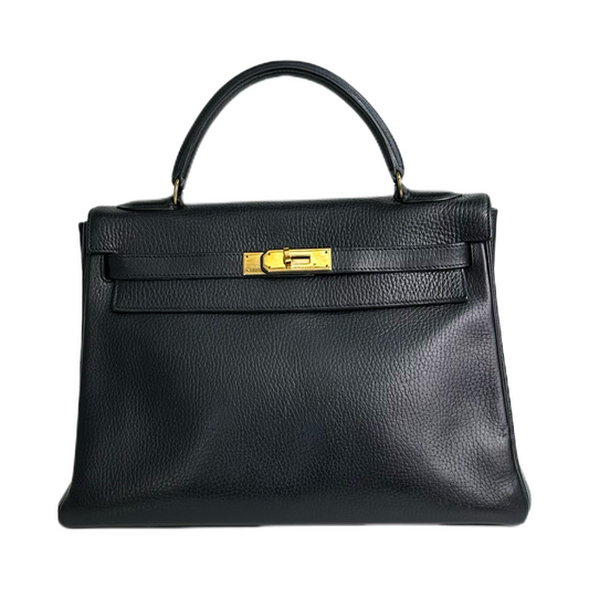 Hermes｜Kelly 32 Handbag  Black Ardennes   1991