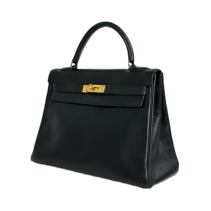 Hermes｜Kelly 32 Handbag  Black Ardennes   1991