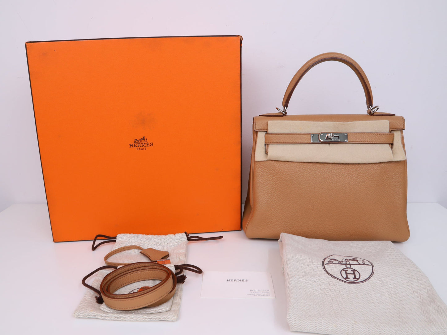 Hermes｜ Kelly 28 Handbag Togo Tabac Camel 2008