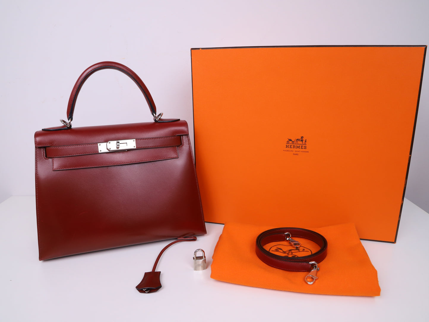 Hermes｜ Kelly 28 Handbag Box Calf Rough H 2001