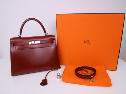 Hermes｜ Kelly 28 Handbag Box Calf Rough H 2001