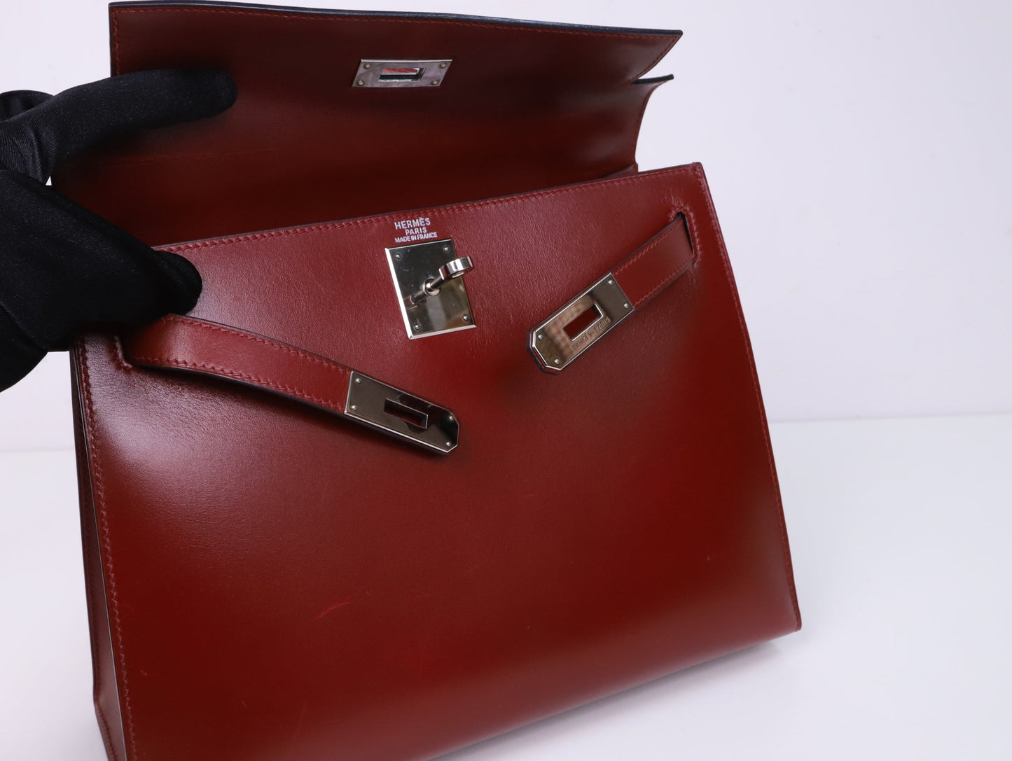 Hermes｜ Kelly 28 Handbag Box Calf Rough H 2001