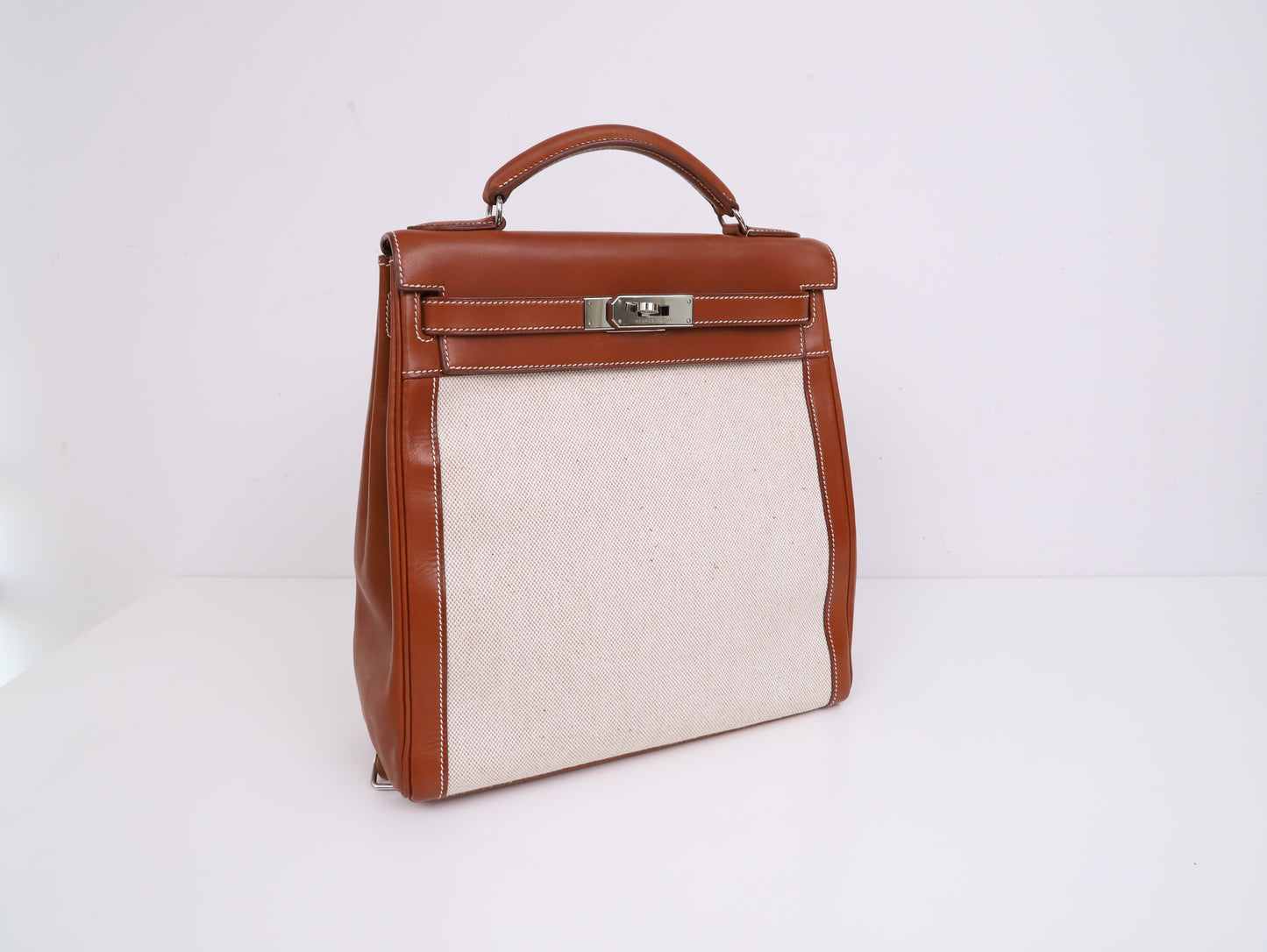 Hermes｜ Kelly Ado GM Barenia/Canvas Backpack 2001