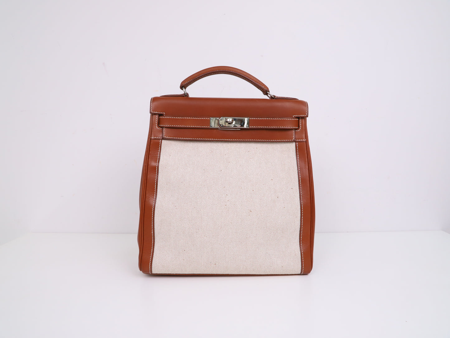 Hermes｜ Kelly Ado GM Barenia/Canvas Backpack 2001