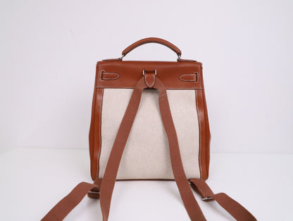 Hermes｜ Kelly Ado GM Barenia/Canvas Backpack 2001