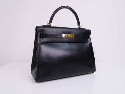 Hermes｜Kelly32 手提包 Box小牛皮 口D 2000年