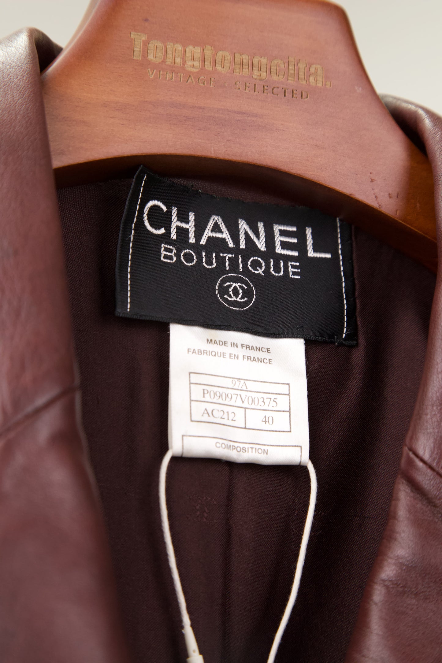 Chanel | Burgundy Leather Blazer Jacket  97A