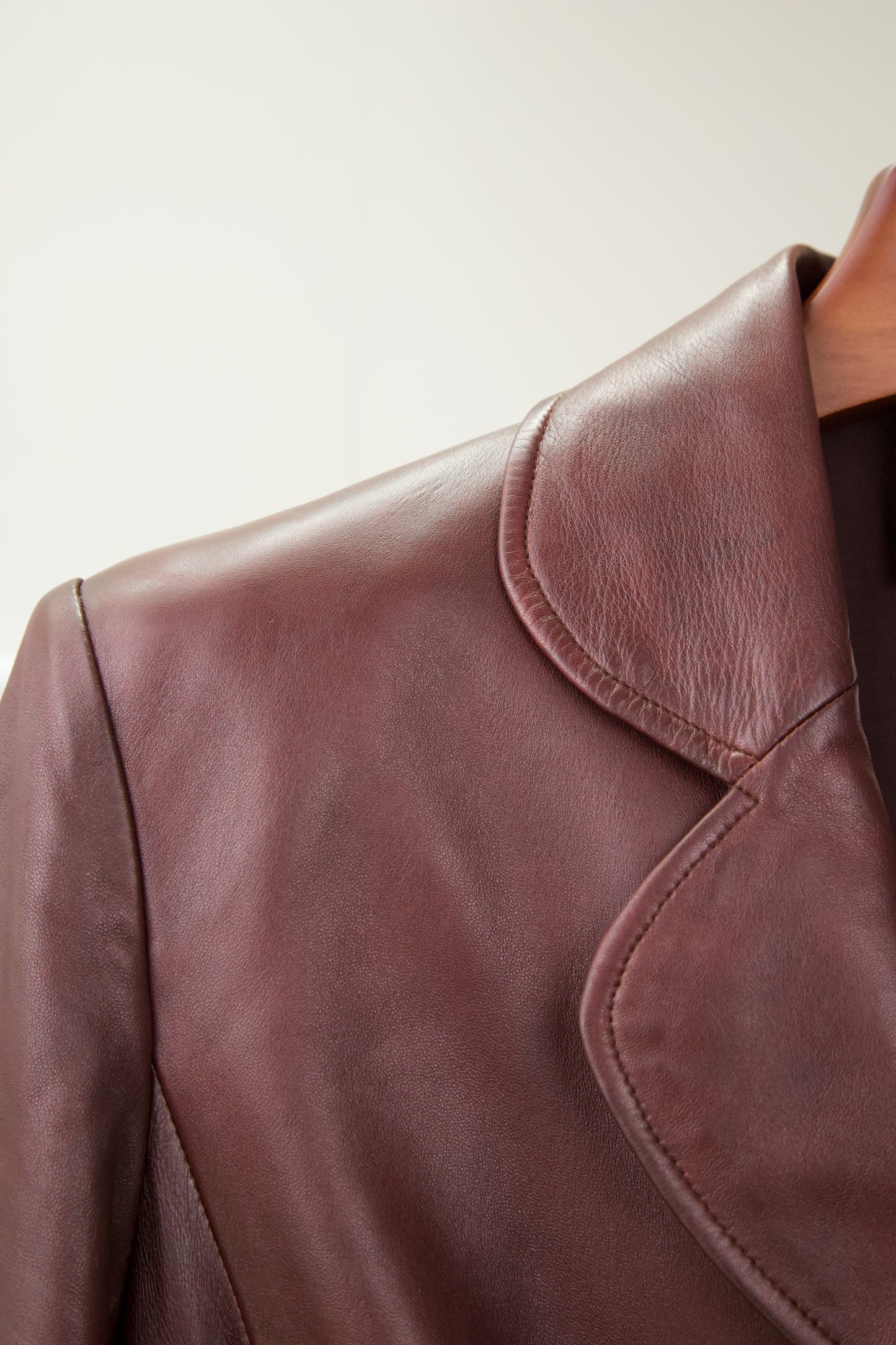 Chanel | Burgundy Leather Blazer Jacket  97A