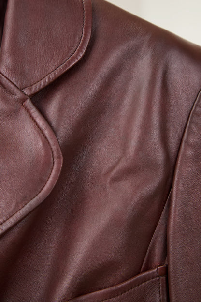 Chanel | Burgundy Leather Blazer Jacket  97A