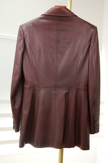 Chanel | Burgundy Leather Blazer Jacket  97A