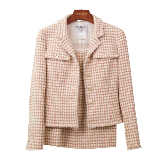 Chanel | Tweed Blazer&Skirt Setup Peach Pink   97P