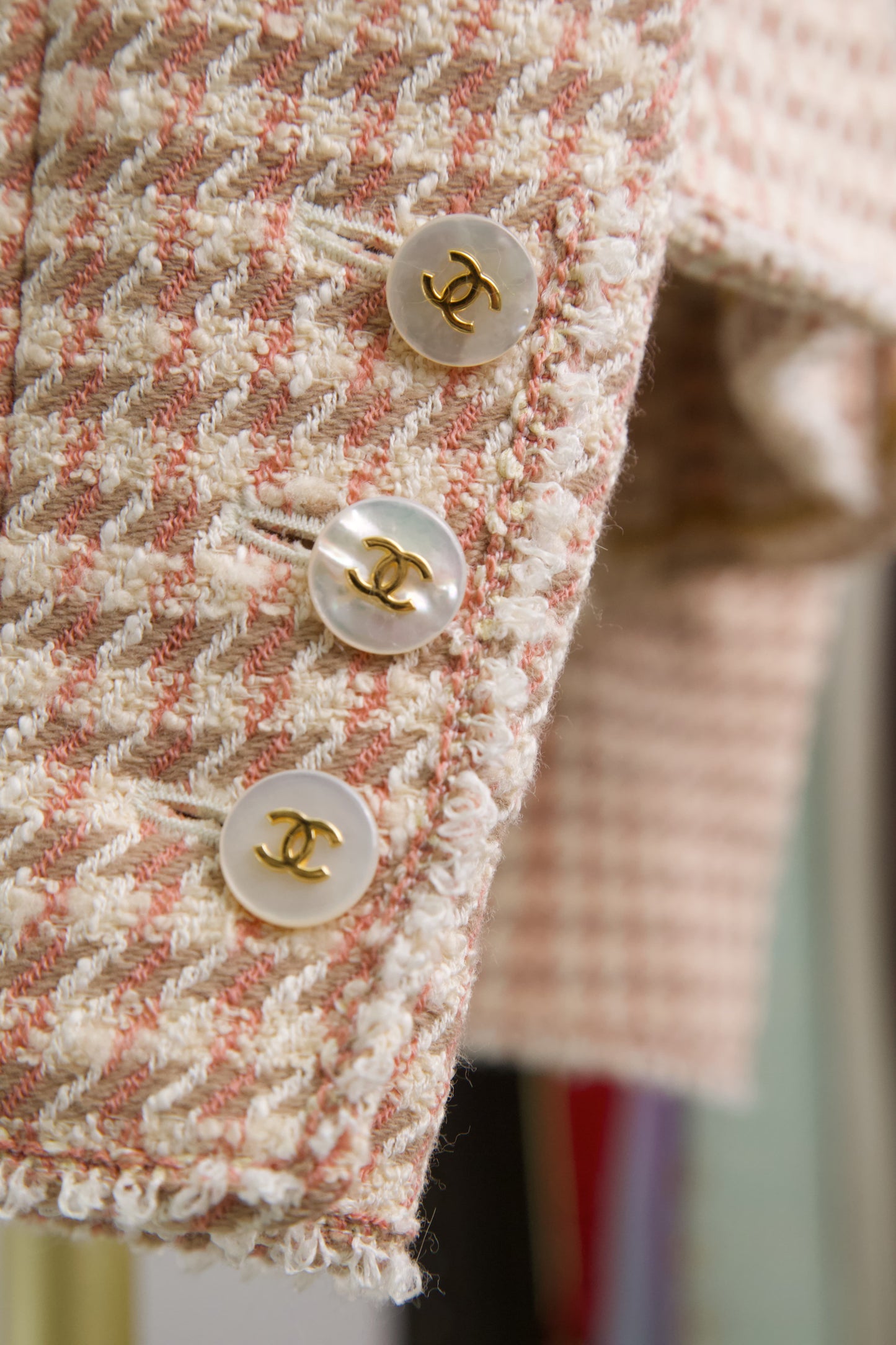 Chanel | Tweed Blazer&Skirt Setup Peach Pink   97P