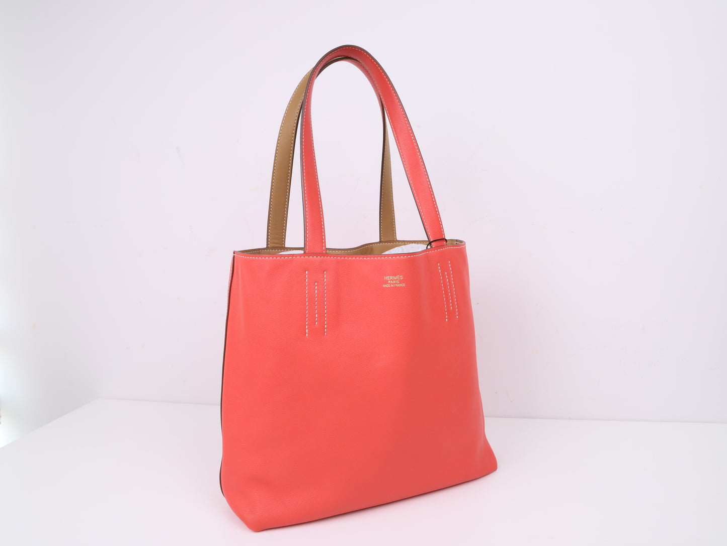 Hermes｜ Double Sens 28 shoulder bag  Swift  Natural Sable/Rose Jaipur 2012