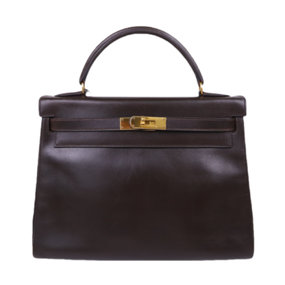 Hermes｜ Kelly 32 Handbag Chocolate 1995 Box Calf