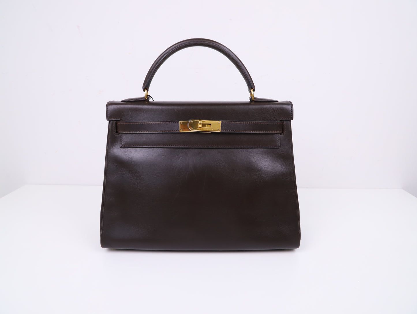 Hermes｜ Kelly 32 Handbag Chocolate 1995 Box Calf