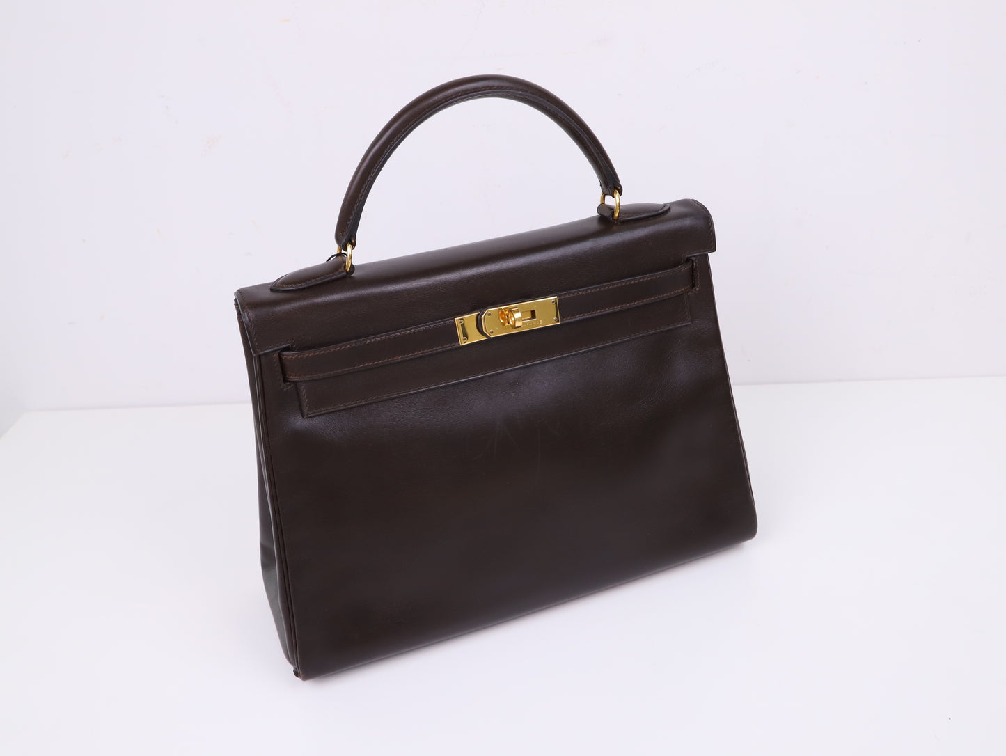 Hermes｜ Kelly 32 Handbag Chocolate 1995 Box Calf