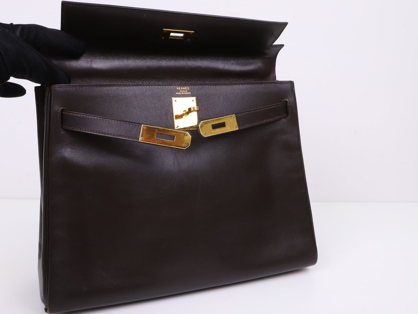 Hermes｜ Kelly 32 Handbag Chocolate 1995 Box Calf