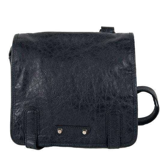 Balenciaga ｜Black messenger shoulder bag Archive city Leather